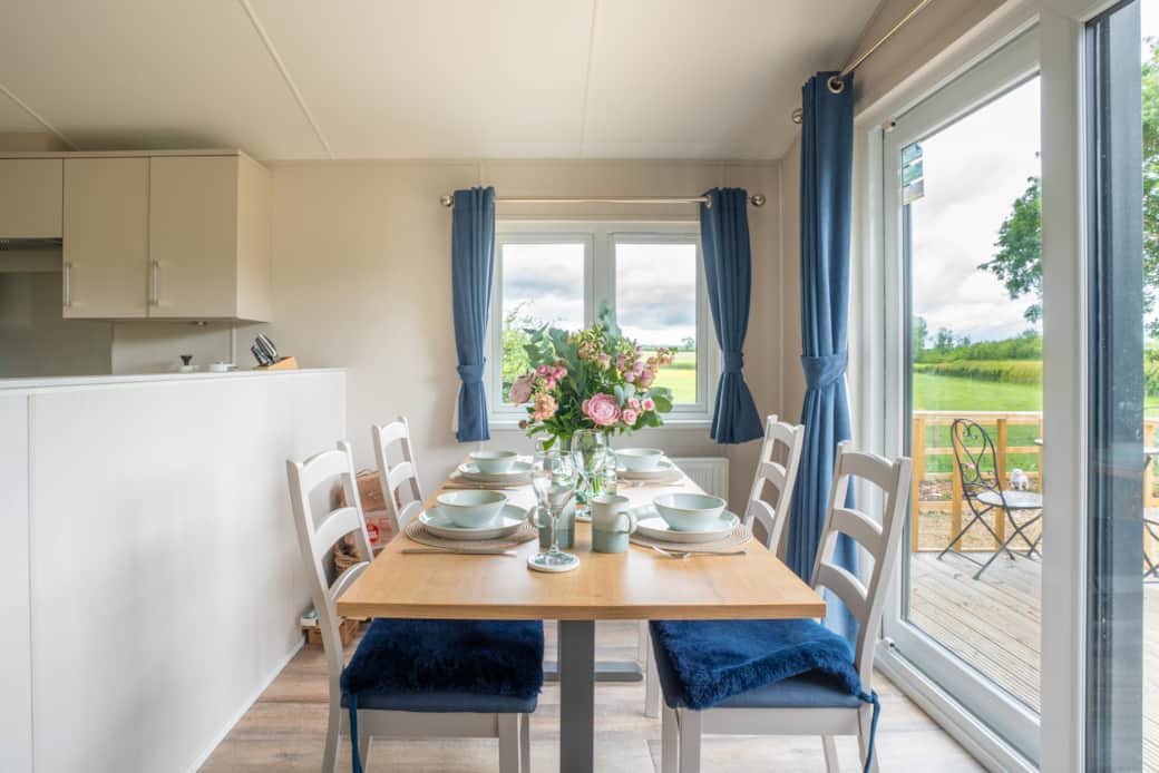 Start the day with countryside views and breakfast overlooking the fields