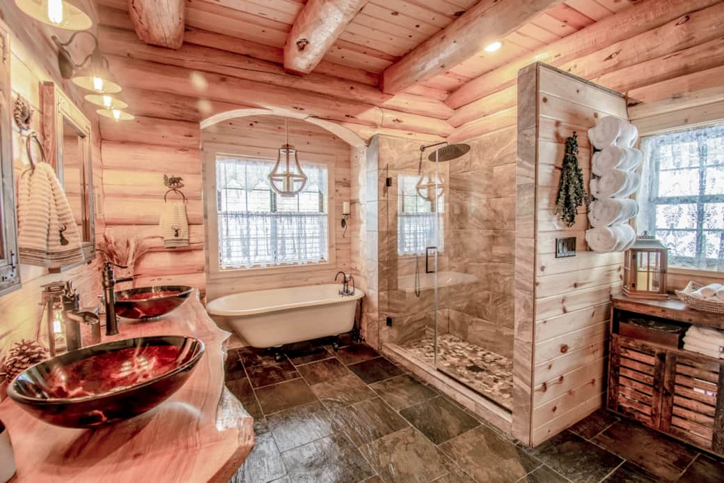 The Crescent Suite ensuite bathroom (private) with clawfoot tub and large shower
