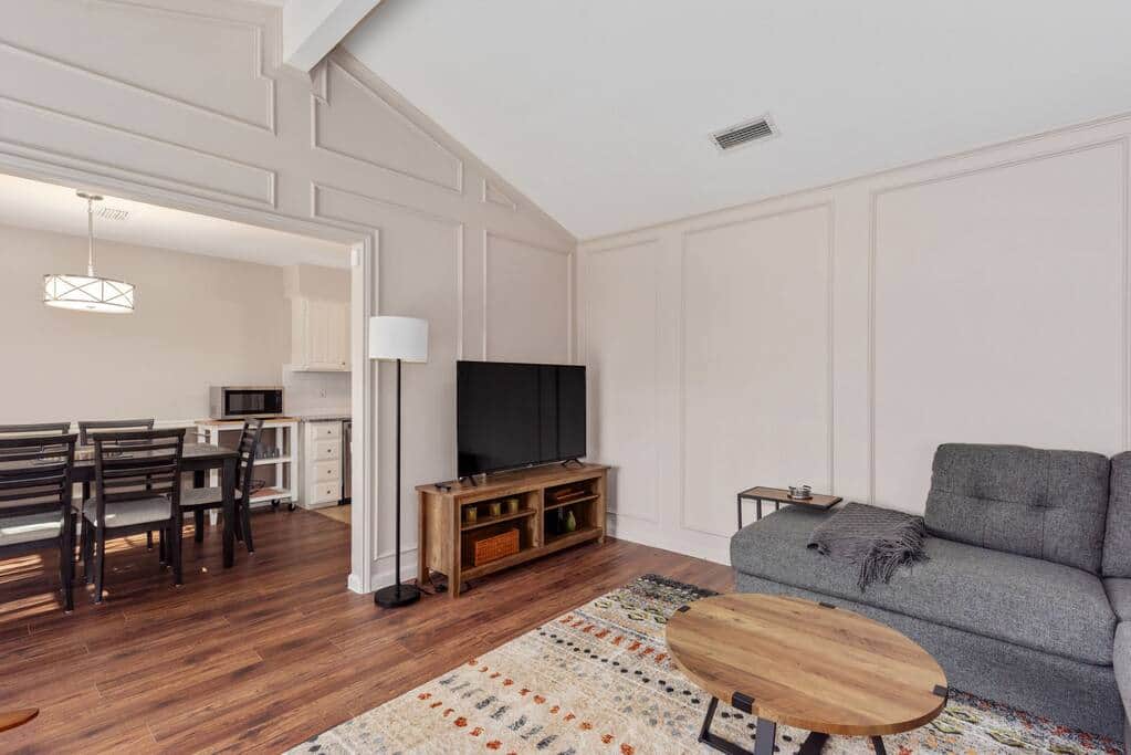 Living Room opens into Dining Room. Living Room opens into Dining Room.