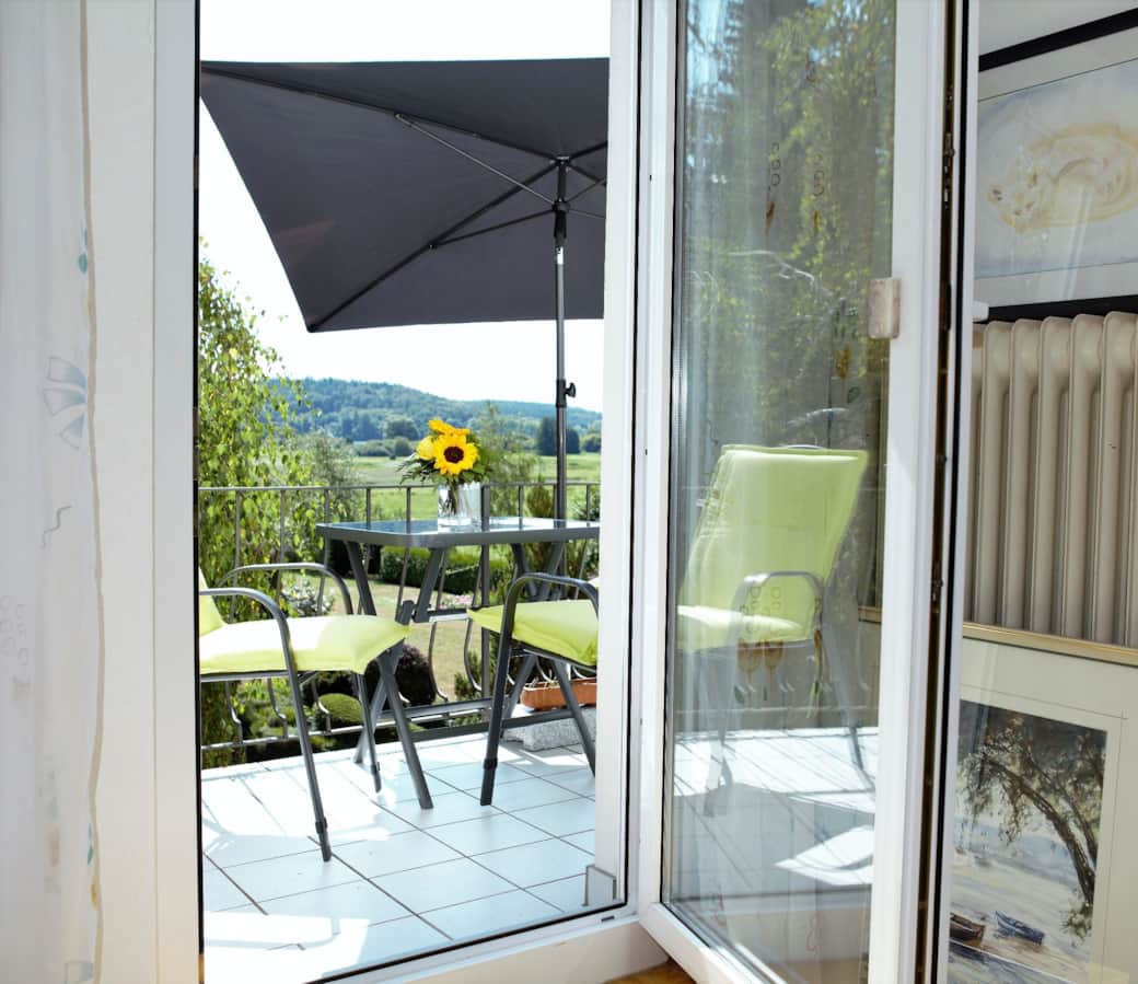 Balkon vom Schlafzimmer aus