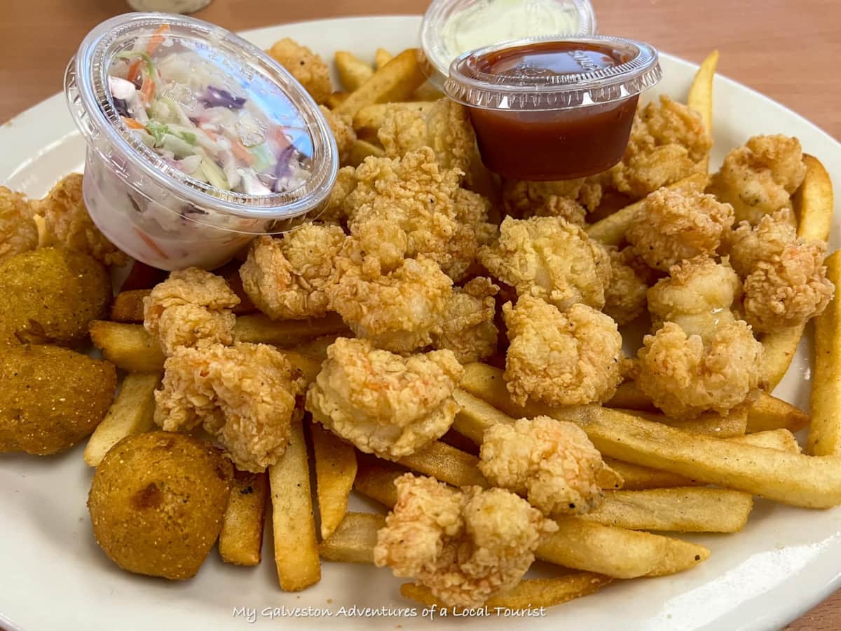 Shrimp basket at Shrimp N Stuff in Galveston