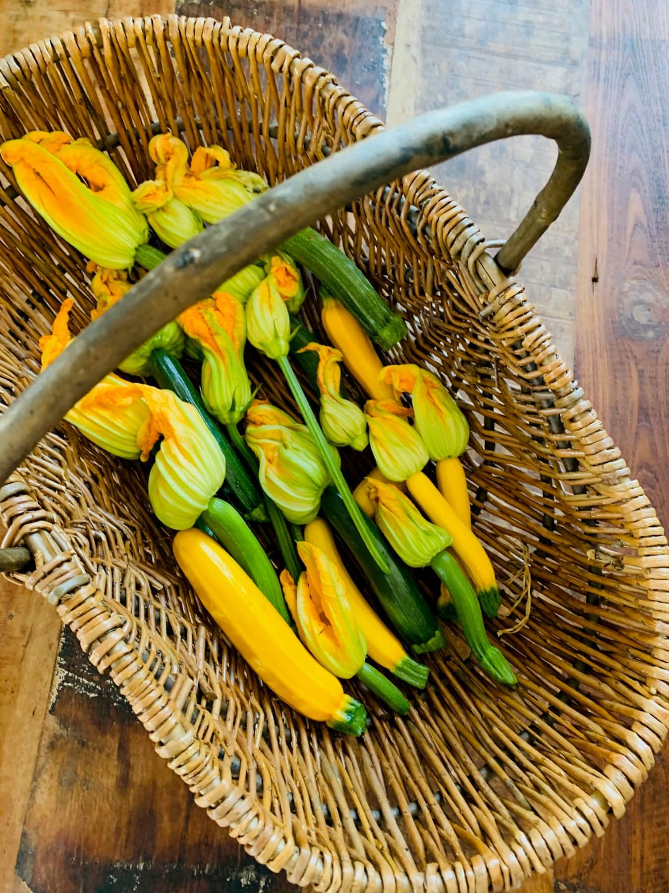 Home grown courgettes flowers