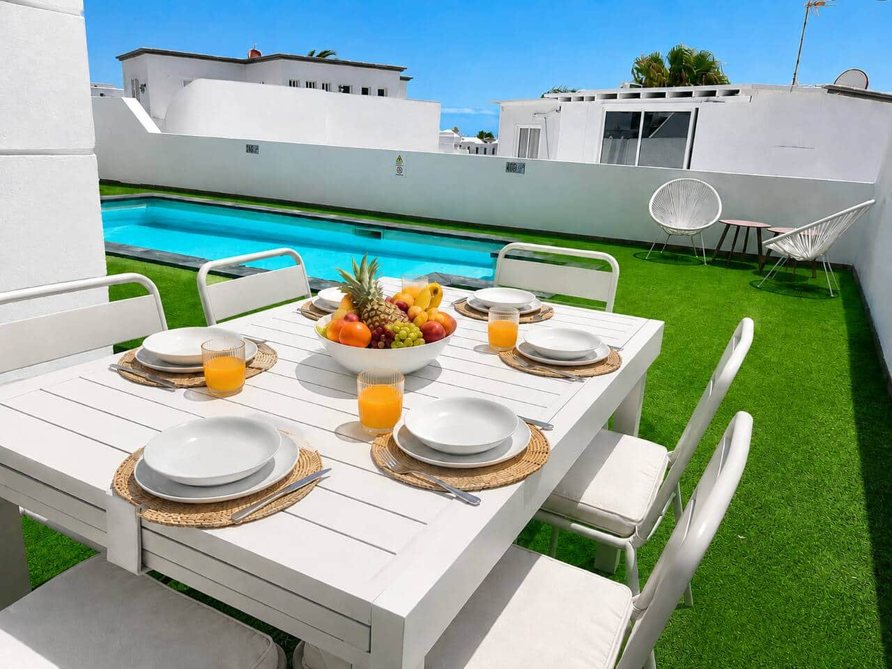 Outdoor dining terrace at Villa Tabaiba Puerto del Carmen, AZ Rentals