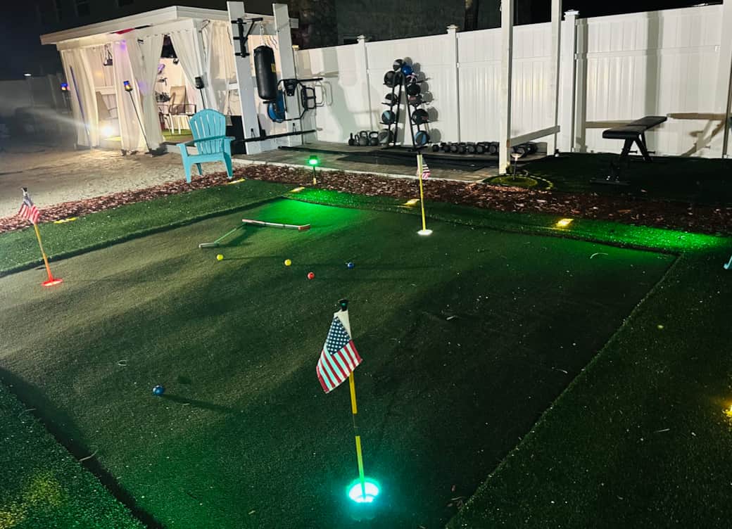 3 hole putting course with lighted hole for night time fun