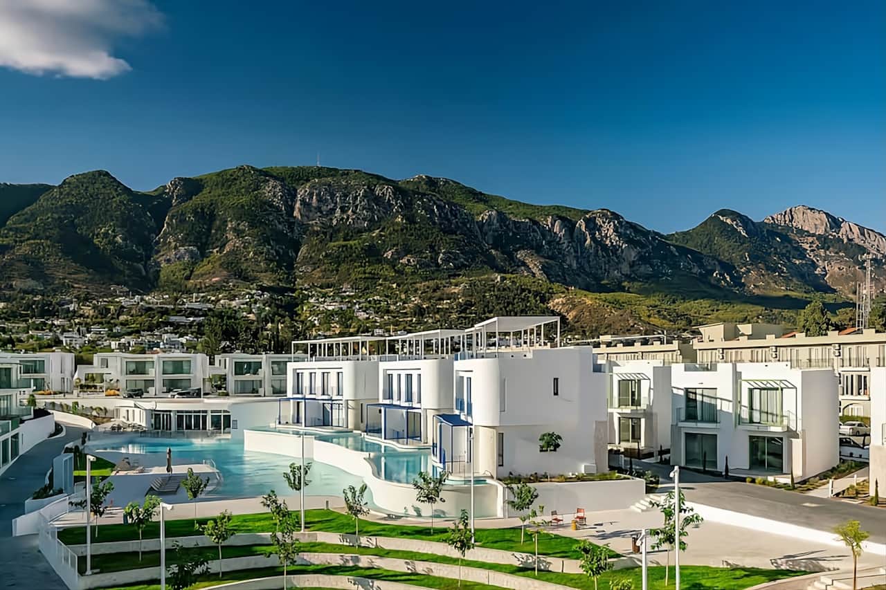 View of the mountains from the roof terrace