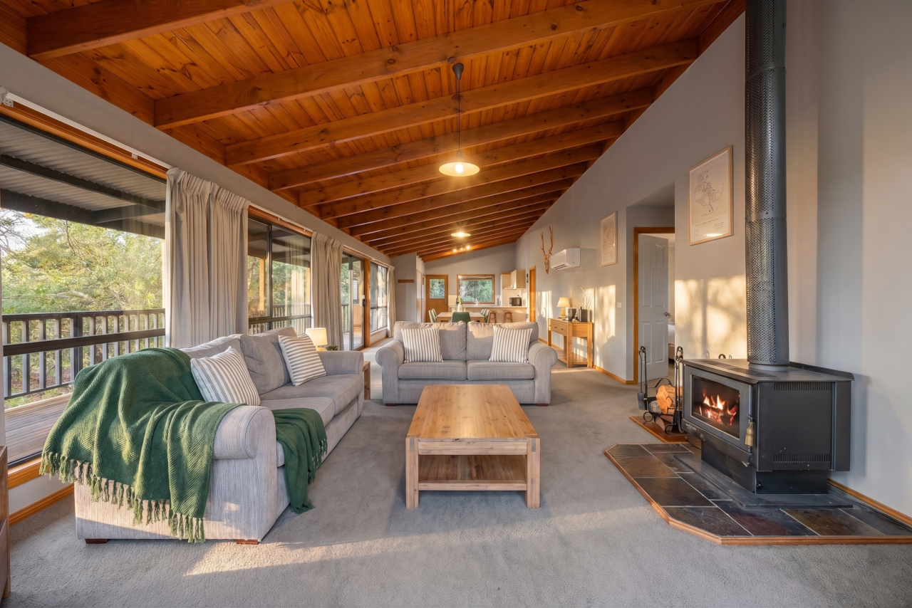 Cozy up in our living area with a wood fire for added warmth and charm.