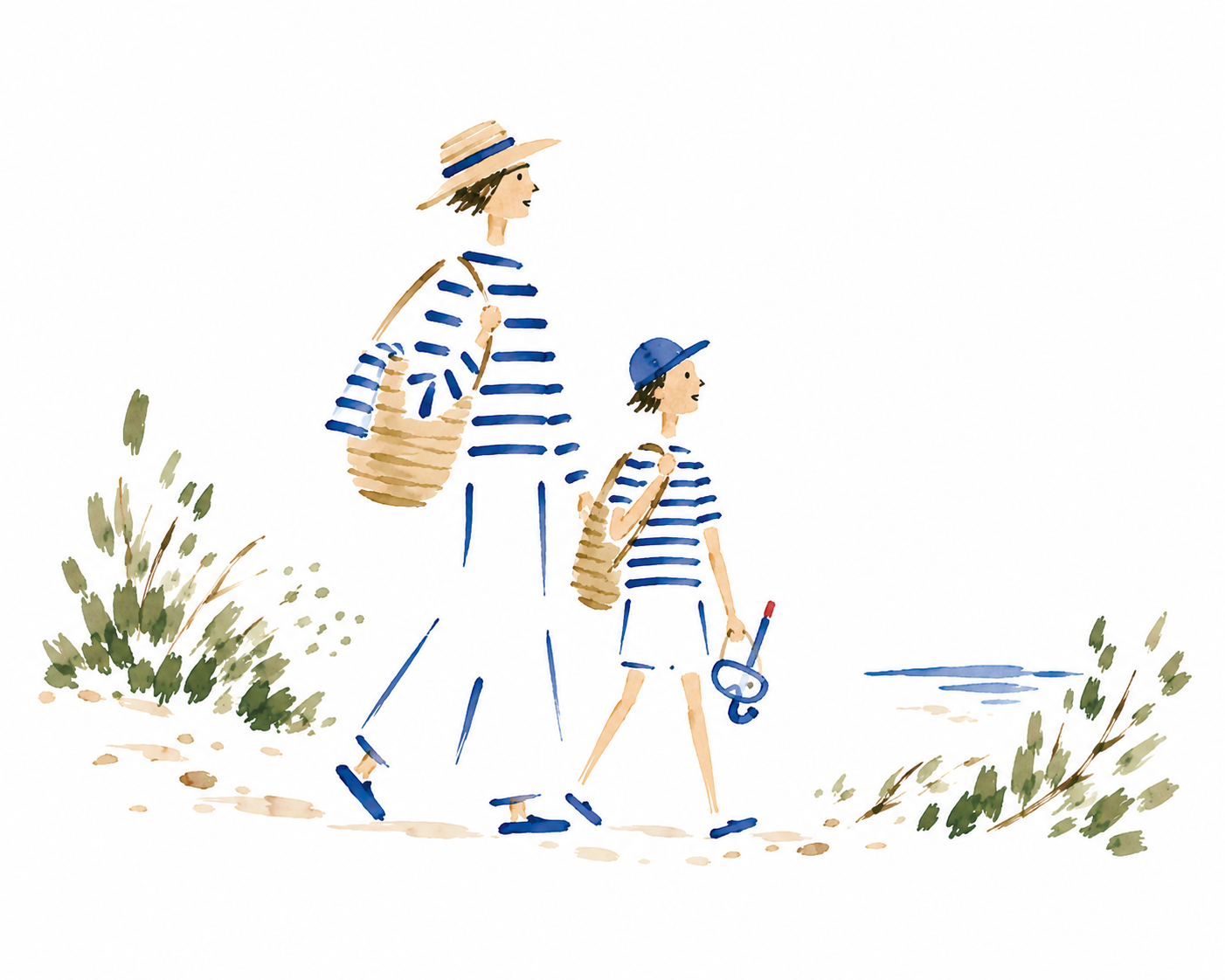 Family walking towards a hidden beach near Tarragona