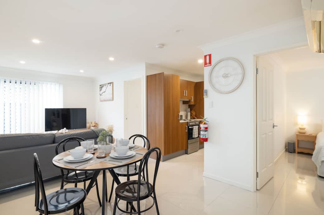 Dining Area: Integrated dining area within open living layout 