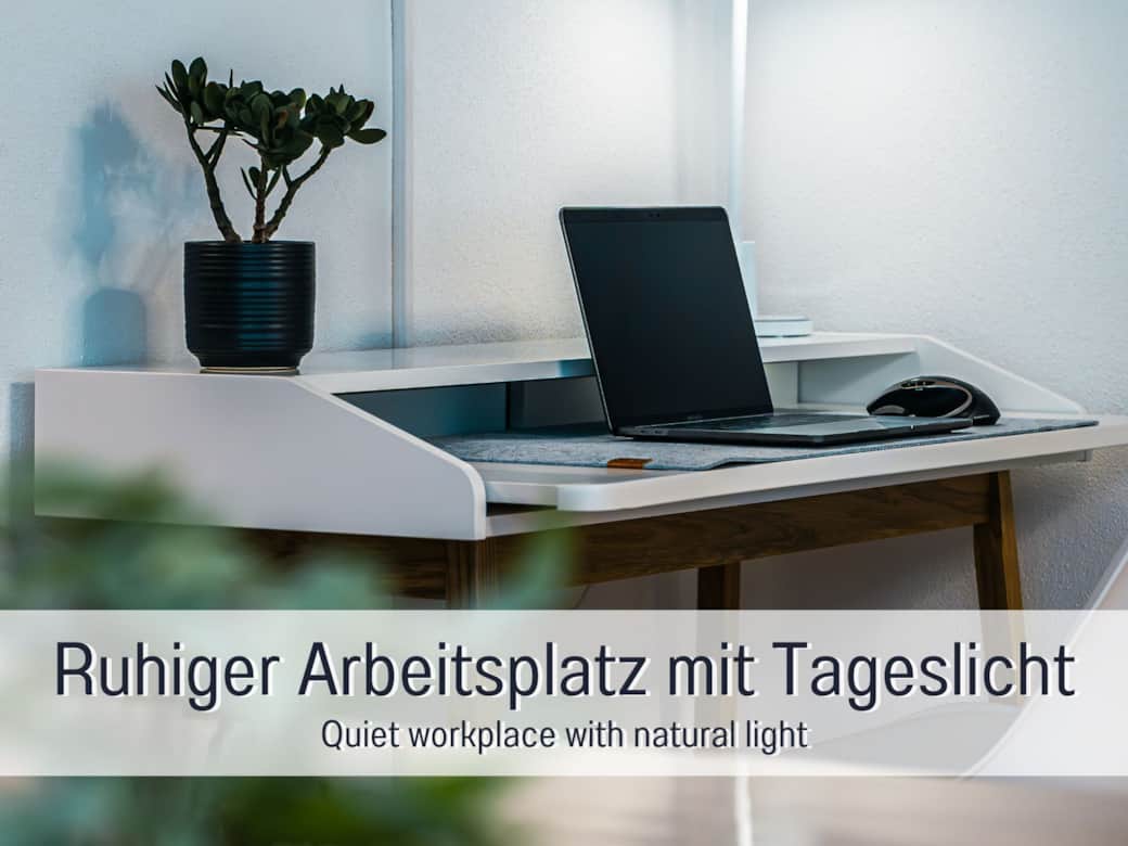 Ruhiger Arbeitsplatz mit Tageslicht und WLAN