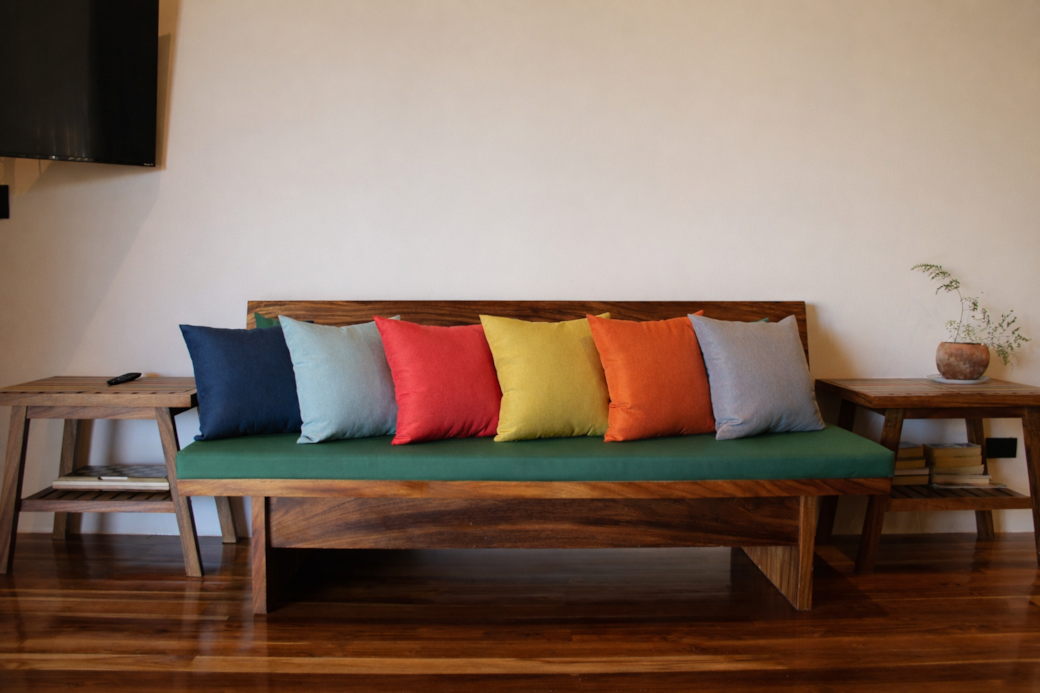 one of three sofas
