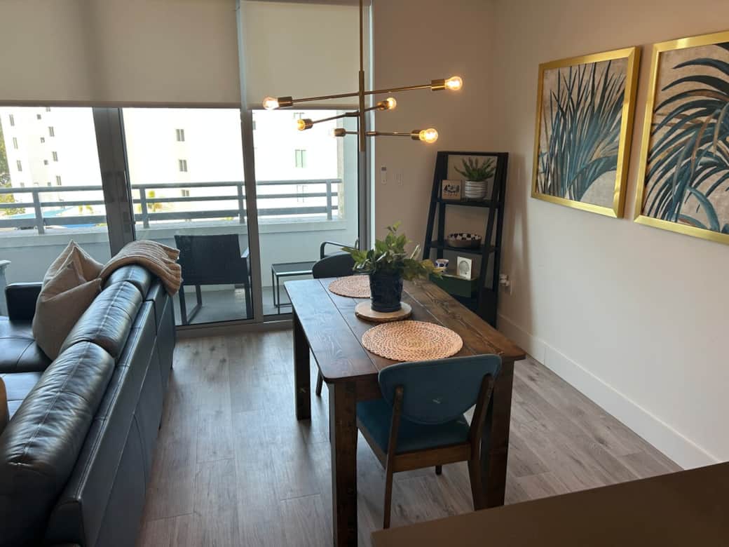 Living area and kitchen