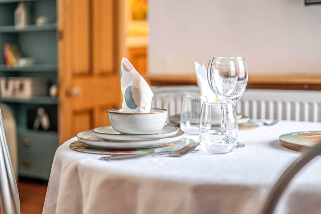 Good quality crockery and glassware. See the living room for more photos.