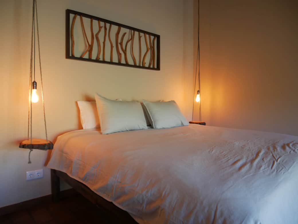 Sustainable 180cm Bed with Custom made Furniture and Wall Art
