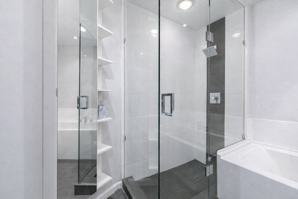 Glass shower plus storage