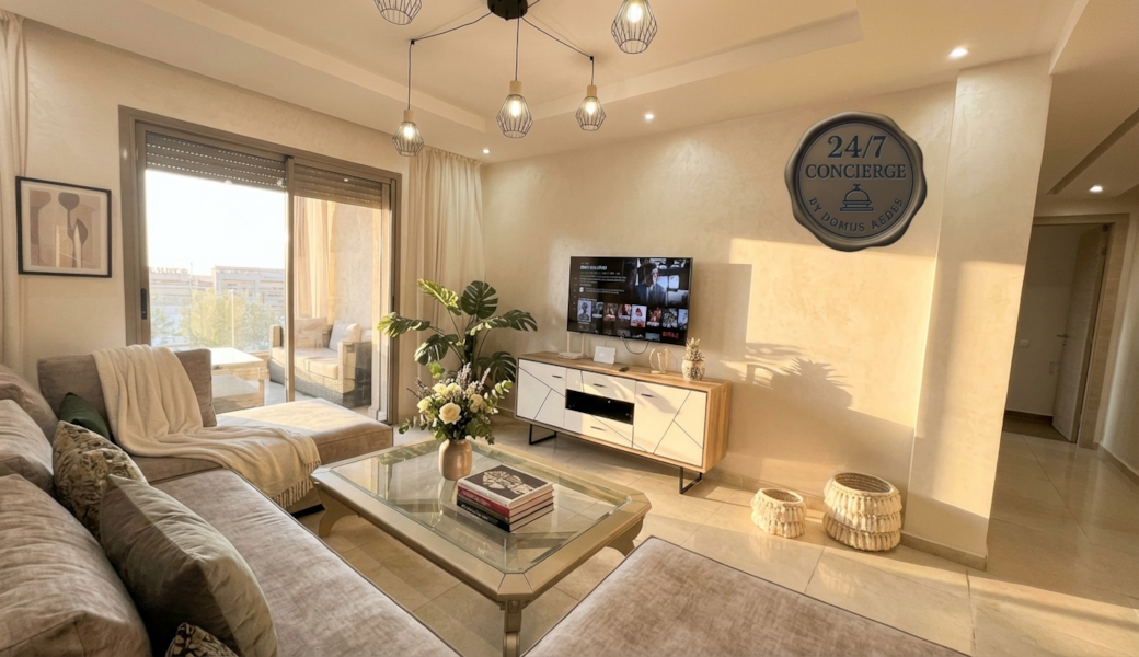 Modern Living Room with Patio View Modern Living Room with Patio View