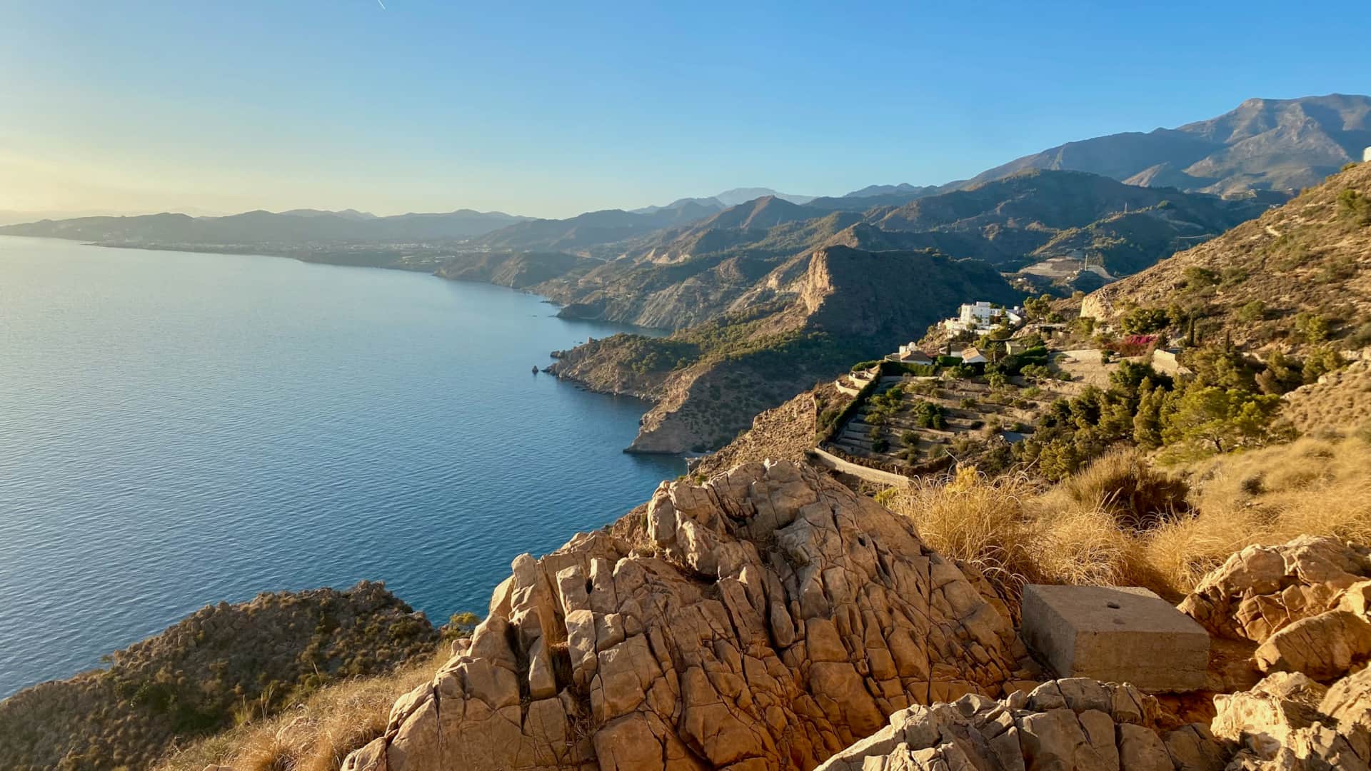 Sunset view from Cerro Gordo cliffs near La Herradura on Costa Tropical