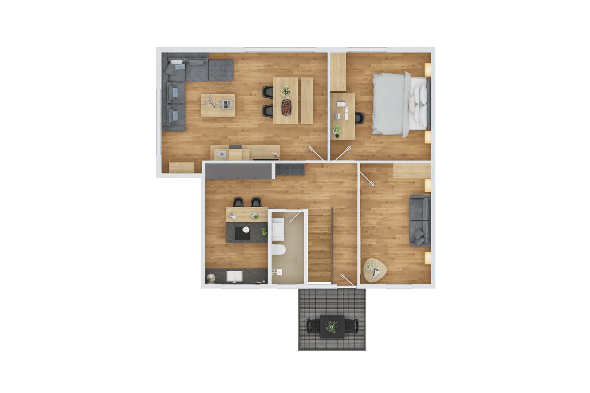 Grundriss der 90 m² grossen Ferienwohnung suite4you