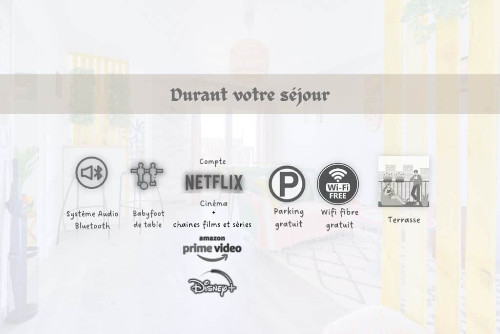 Une fois dans le logement, vous aurez la possibilité de vous divertir, faire du télétravail ou vous prélassez sur la terrasse, pour votre ultime confort. Venez vite en profiter!