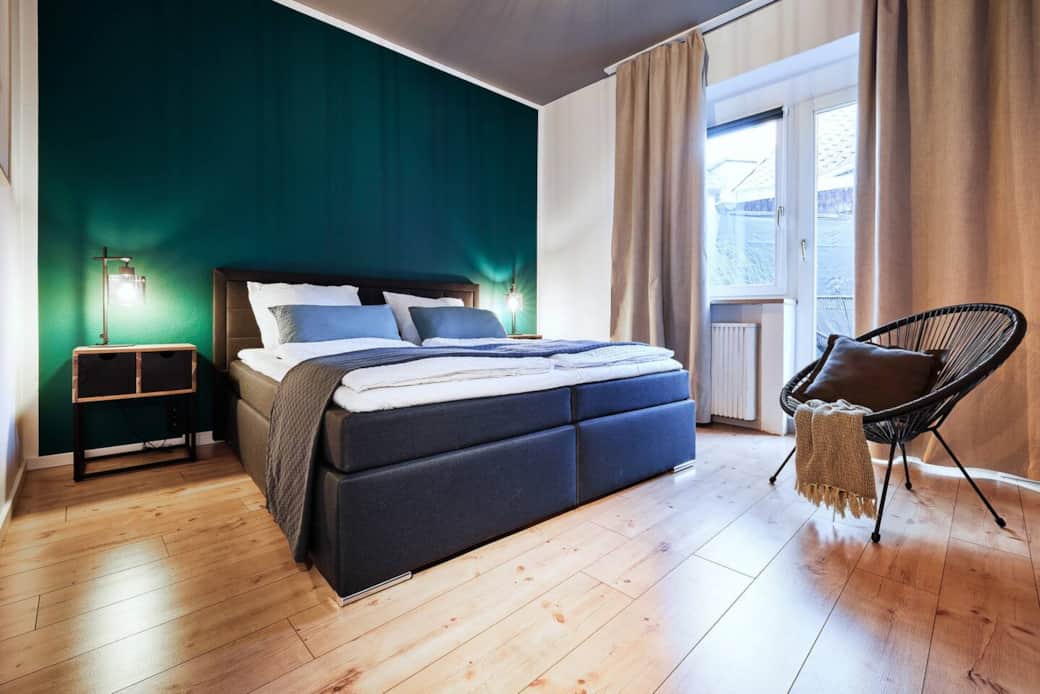 Schlafzimmer1 - Doppelbett mit Zugang zur Dachterasse Schlafzimmer1 - Doppelbett mit Zugang zur Dachterasse