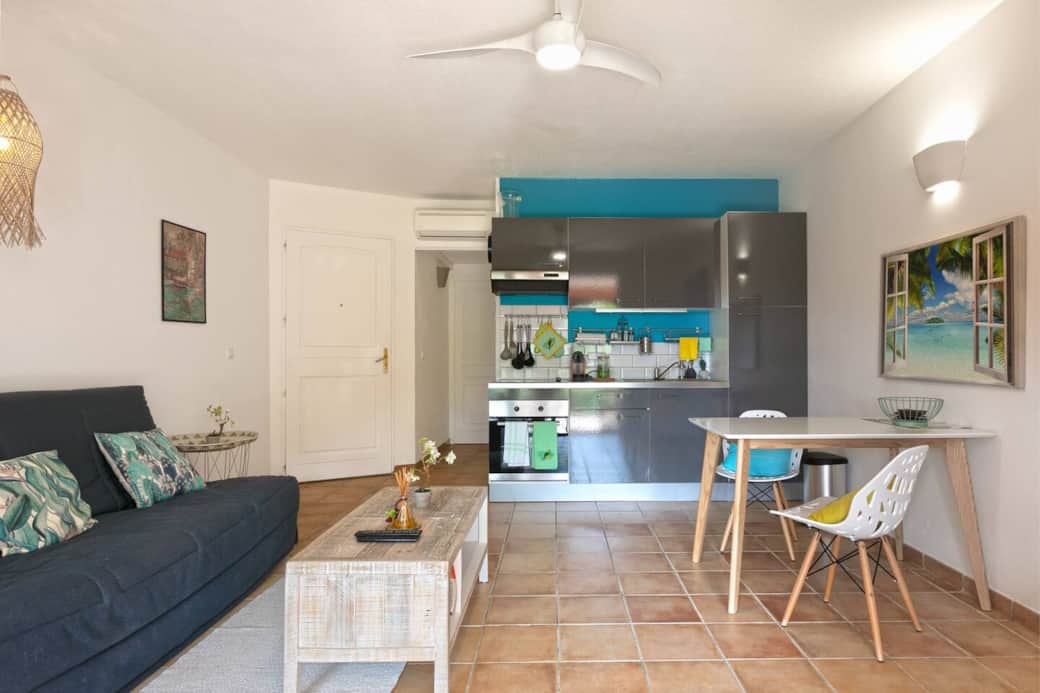 Living room with sofa bed Blue Bay