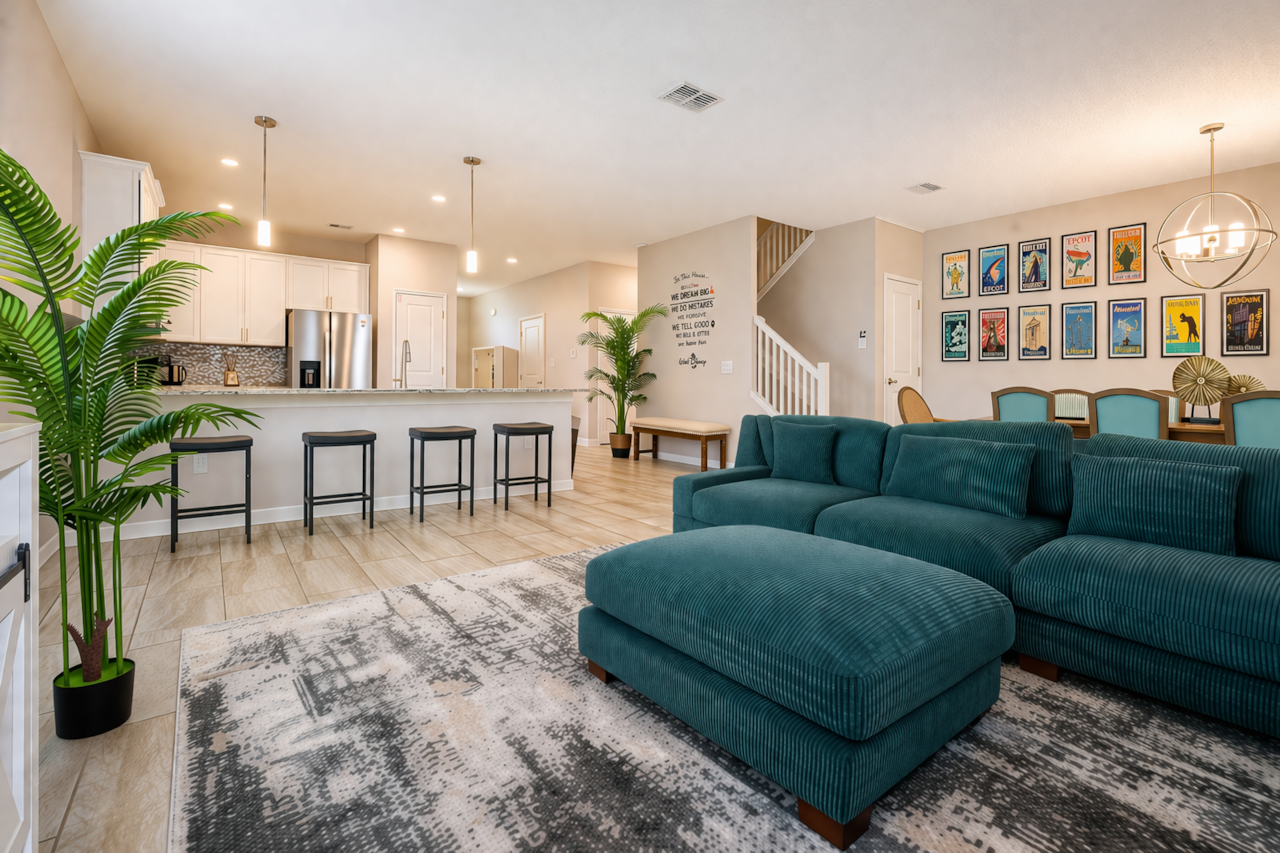 Modern living space with Disney charm