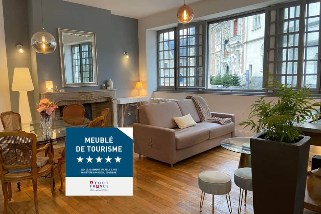 Salon avec vue château