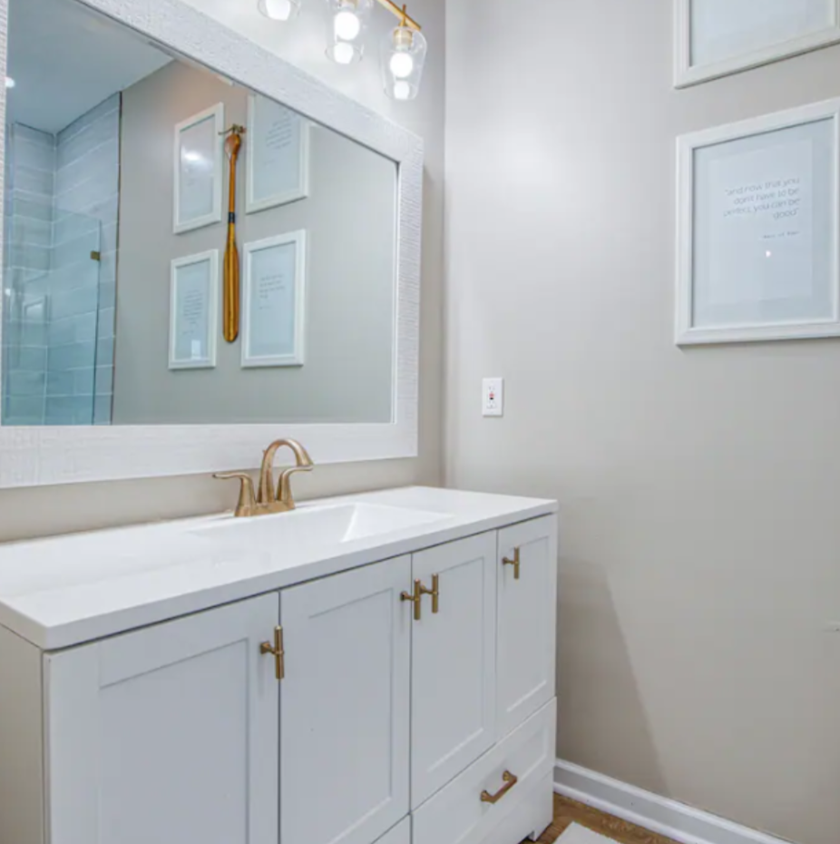 Owner's Suite Bathroom Vanity and Glass Shower