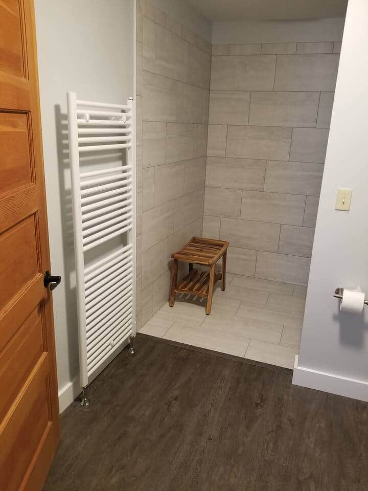 Heated towel rack to warm up winter mornings or evenings.