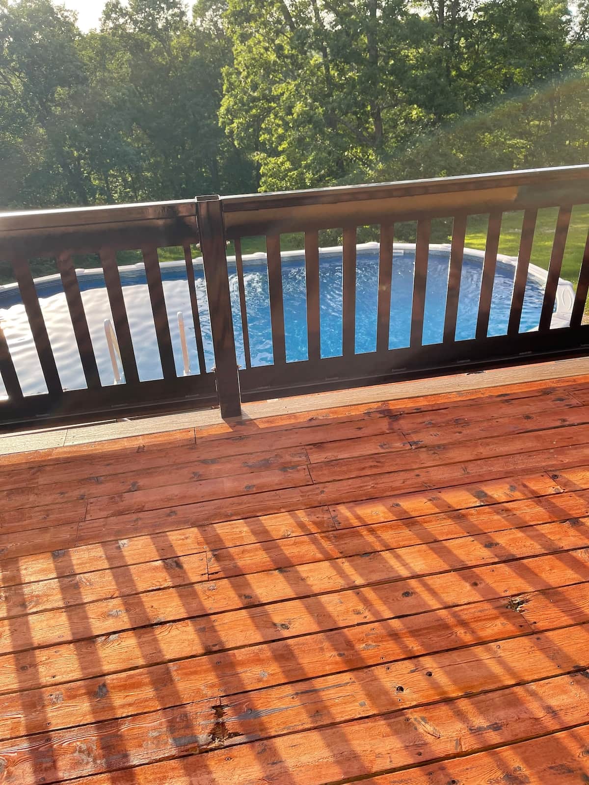 New Railing going up on the back double deck overlooking Pool