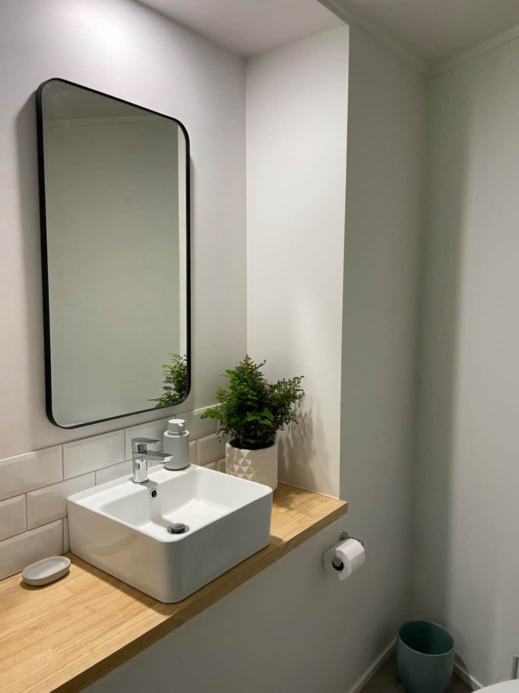 Stylish downstairs bathroom with vessel sink
