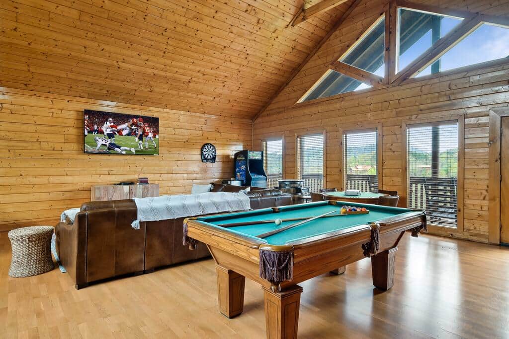 Arcade, air hockey, pool and cards table