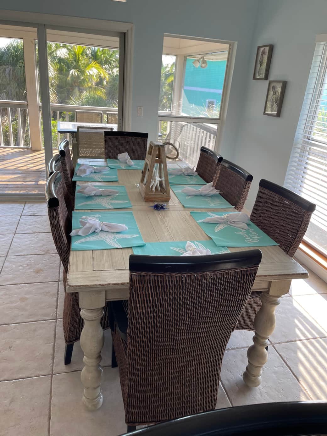 Dining table third floor seats 8 and then 4 at breakfast bar