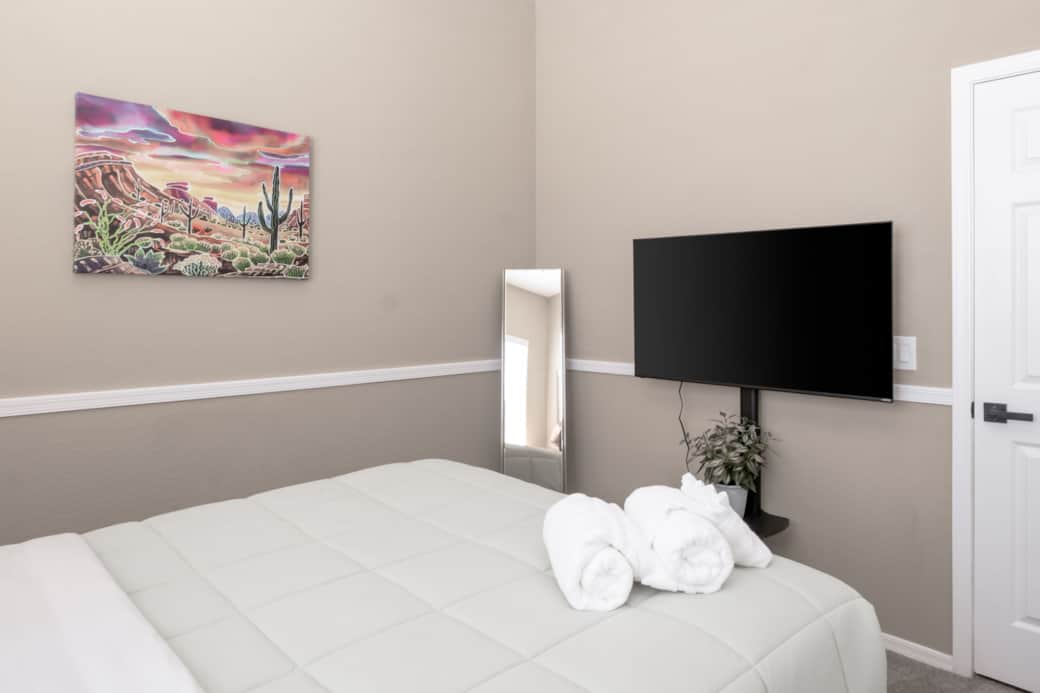 Guest Bedroom 1-Queen Bed, Private TV & Plenty of Storage