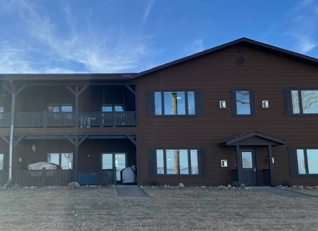 View of condo building and porch from beachside