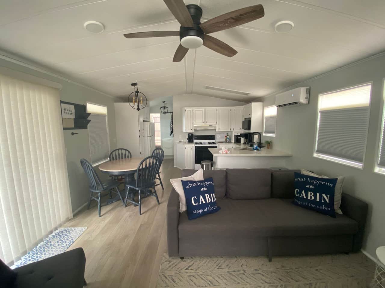 Living area and kitchen