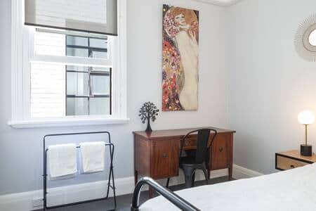 Room is bright and airy and looks out into a private internal atrium.