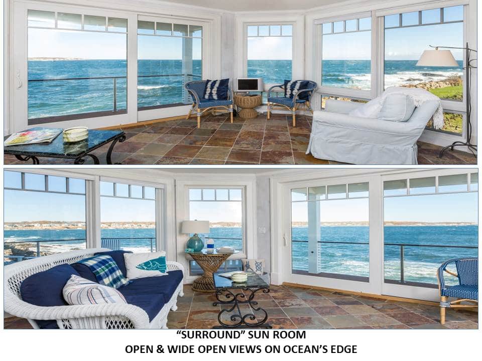 Stunning panoramic ocean views from the sunroom