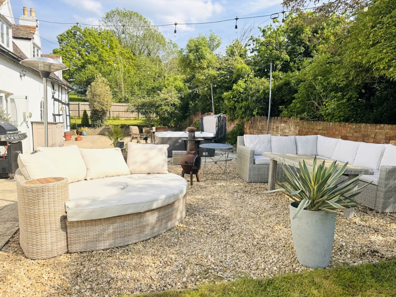 Terrace seating overlooking the garden