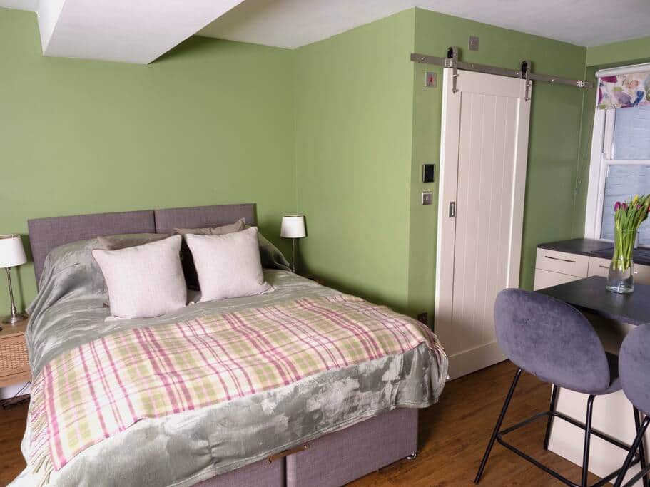 Bed and Bathroom