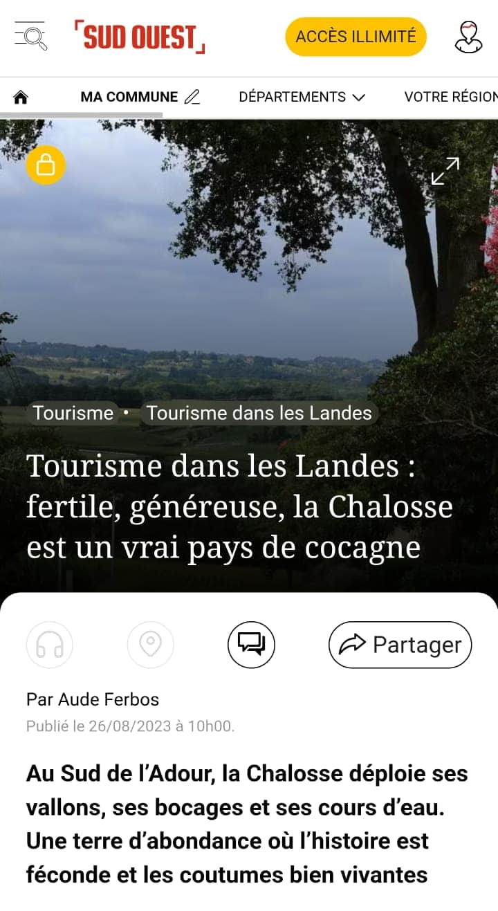Tourisme dans les Landes Chalosse journal SUD OUEST