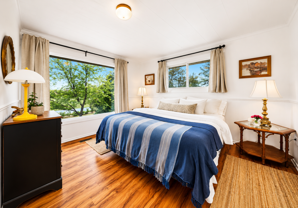 Cozy, light-filled bedroom with natural charm