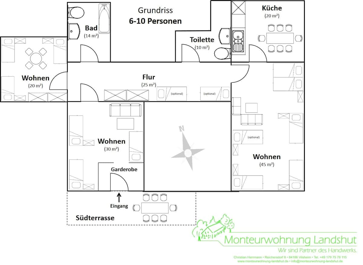 Grundriss Monteurwohnung Landshut