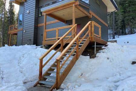 Front porch stairs from parking area
