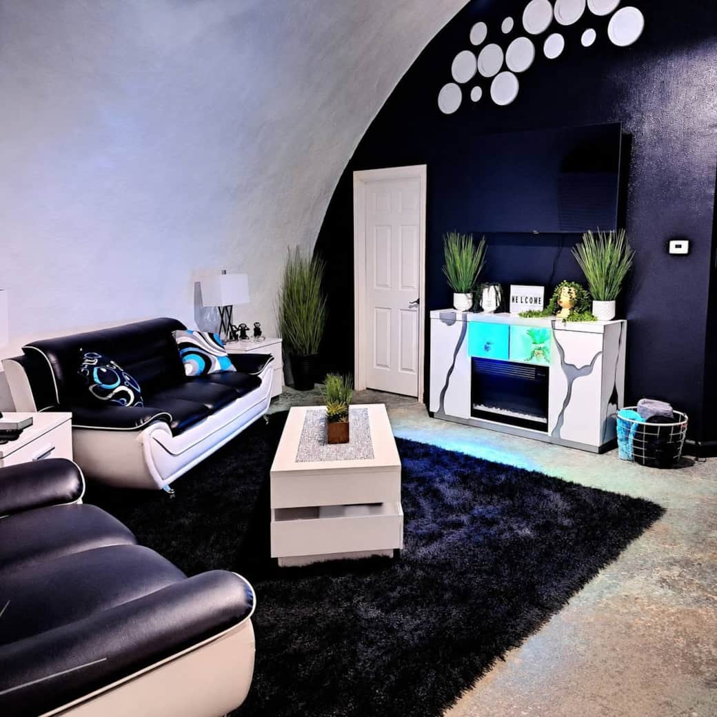 Living Area with Electric Fireplace and Smart TV Living Area with Electric Fireplace and Smart TV