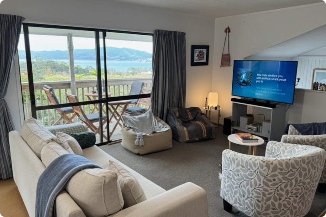 Living area with 50" TV