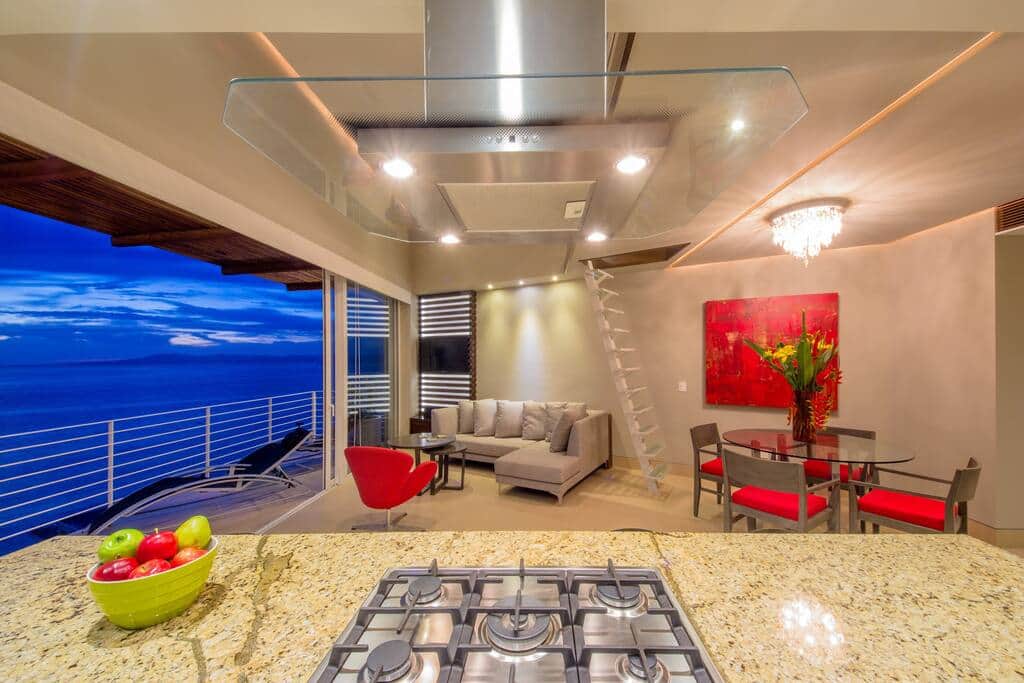 The stairs are to access a small loft with a single bed.