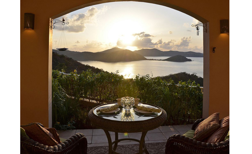 Villa Porch overlooking Hurricane Hole, East End, Norman Island
