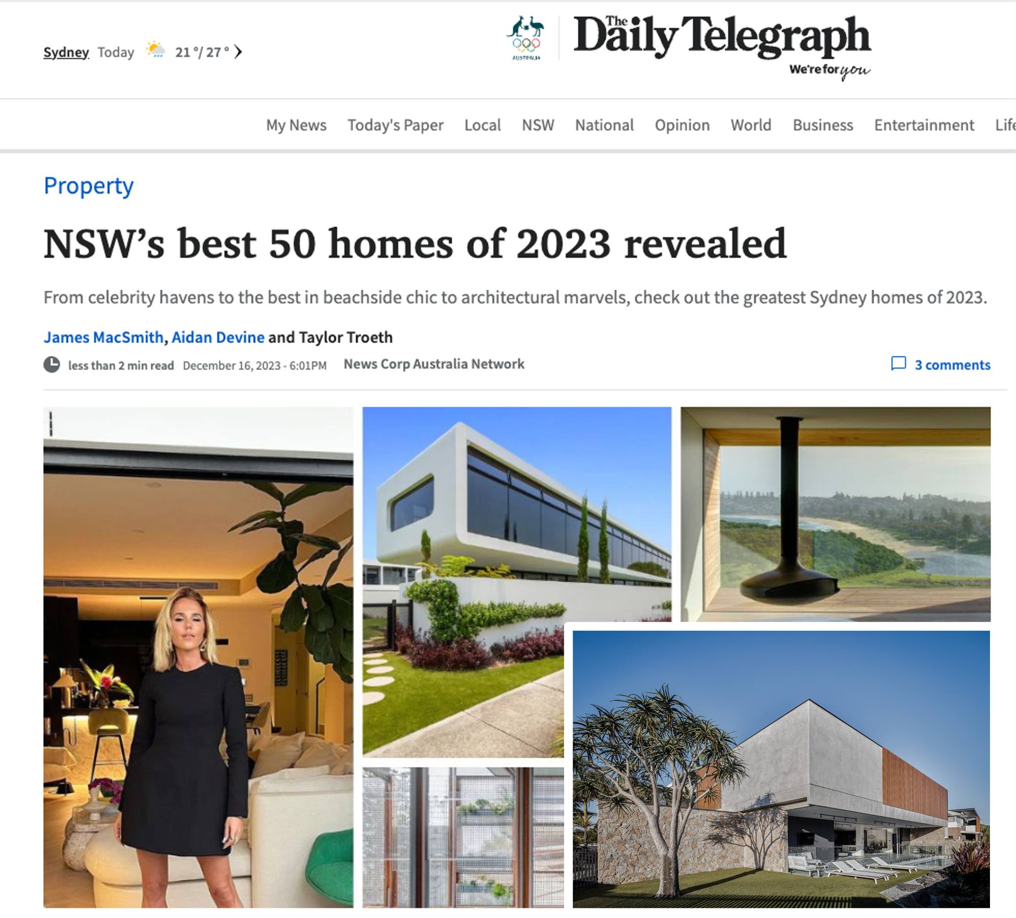 Mana Beach House - Daily Telegraph 