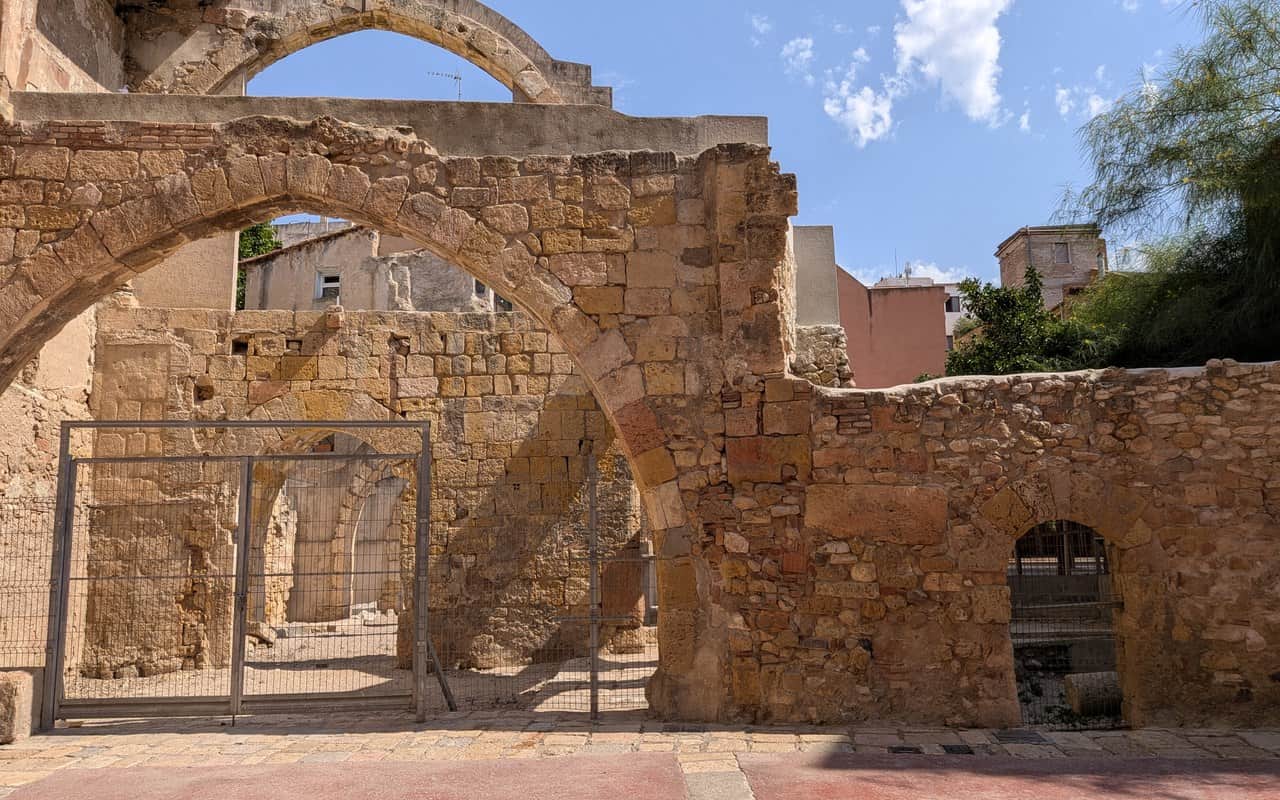 Historic stone arches at Ca la Garsa in the old Jewish quarter of Tarragona