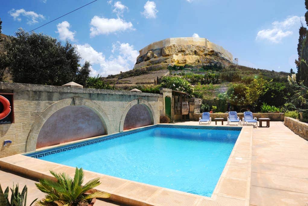 The pool area with the view of the Citadella bastions